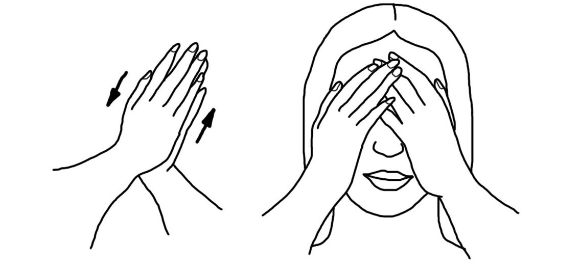 Palming - um exercício popular para relaxar os músculos oculares